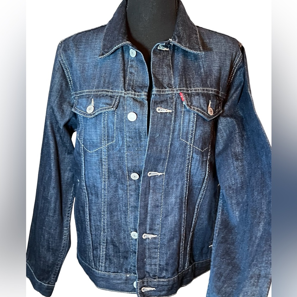 Levis Youth Dark Denim Jean Jacket 13-15 Trucker Jacket  Size XL Unisex